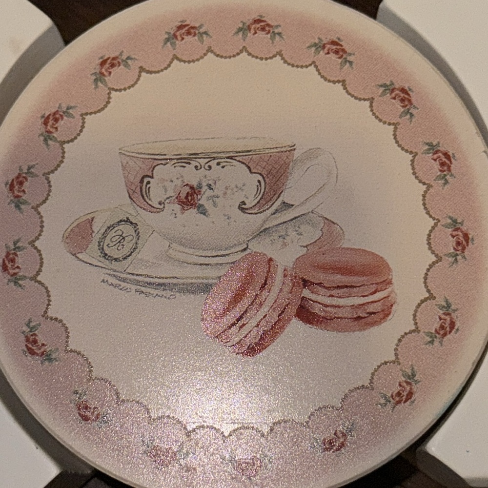 Marco Fabiano tea cup macaroons pink dainty coaster set​ - Picture 8 of 10